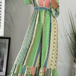 Last Queen Retro Floral Flare Sleeve Pocketed Loose Wide Leg Jumpsuit