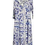 Unique Greek Floral Print Button-Front Midi Dress