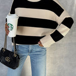 CREAM STRIPED MAXI SWEATER