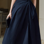 Sleeveless Wrap Midi Dress With Structured Stand Collar
