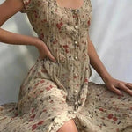 Women's Shift Dress  Short Sleeve Floral Button Front Print Summer