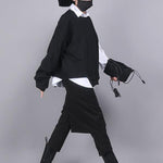Black Empire False Two Asymmetric 9 Points Culottes Pants