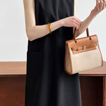 Loose Sleeveless Solid Color Round-Neck Midi Dresses