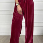 Golden Velvet Wide -legged Pants Straight Velvet Pants