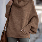 Cowl Neck Batwing Sleeves Loose Sweater