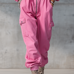 Stylish And Modern Long-sleeved Strappy Tapered Legs Pink Denim Jumpsuit