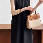 High Waisted Loose Pockets Solid Color Split-Back Zipper Round-Neck Midi Dresses