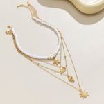 South Pacific Shell Starfish Multi-Layer Necklace Gold