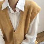 Knitting Irregularity Solid V-Neck Vest