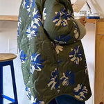 Casual Floral Contrast O Neck Outerwear