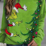 Fun Printed Sleeves Round Neck Pullover Long Sleeve Sweatshirt