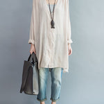 Original Solid Sun-Protection V-Neck Blouse Tops