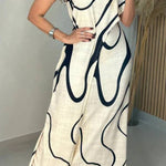 Abstract pattern off-shoulder maxi dress