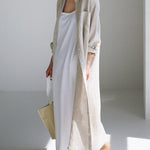 Simple Long Sleeves Split-Side Solid Color Lapel Midi Dresses Shirt Dress