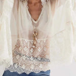 Fashionable Patchwork Lace Batwing Sleeve Loose Beach Cover Up