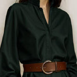 Puff Sleeves Loose Buttoned Solid Color Split-Joint Stand Collar Blouses&Shirts Tops