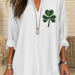 Women's St. Patrick's Day Printed Casual Long Sleeve V-Neck Shirt