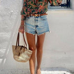 Unique Printed Loose Resort Long Sleeve Shirt