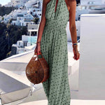Round Neck Drawstring Print Dress