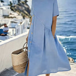 Women'S Casual Solid Color Button-Down Dress