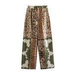 Patchwork Cape Shirt Print Pants Set