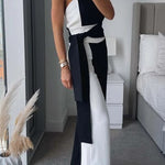 Social Hour Colourblock Tailored Bandeau Tie-up Waist Wide Leg Jumpsuit