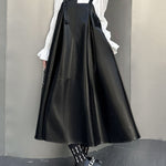 A-Line Loose Asymmetric Pleated Solid Color Split-Joint Square-Neck Midi Dresses Slip Dress