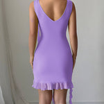 Bodycon High Waisted Pleated Solid Color V-Neck Mini Dresses