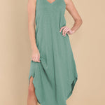 Casual loose V-neck sleeveless irregular dress
