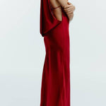 LONG SATIN HALTER DRESS