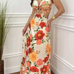 MONET Blooming Rose Tie Back Cut-out Maxi Dress