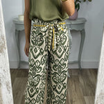 GALA waist tie ethnic totem pattern trousers
