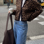 Wool and Alpaca Blend Animal Print Cardigan