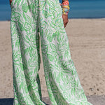 Printed trousers Wide-leg pants Diagonal pocket casual pants