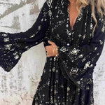 Fashionable Trumpet Lace Sleeve Hollow Dress