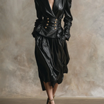 Long Sleeves Buttoned Solid Color Notched Collar Jackets Outerwear