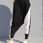 Contrast Color Splicing Harem Pants