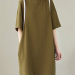 Loose Short Sleeves Split-Joint Round-Neck Mini Dresses