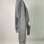 Long Sleeves Loose Belt Buckle Solid Color Round-Neck Sweatshirt Tops