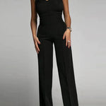 Black strapless wide-leg jumpsuit