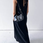 A-Line Loose Pockets Solid Color Tied Round-Neck Maxi Dresses