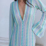 LACE HOLLOWED-OUT V-NECK DRESS