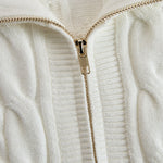 Elegant Zip-Front Knitted Sweater Dress In Ivory