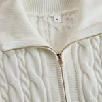 Elegant Zip-Front Knitted Sweater Dress In Ivory