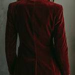 Elegant Black Collar Gold Luxury Embroidered Velvet Blazer