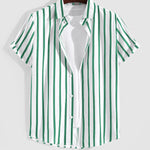 Men's Striped Print Casual Short Sleeve Shirt