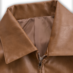 Women's Vintage Lapel Zipper Faux Leather Jacket