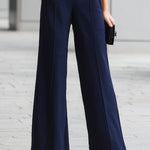 Navy Sleeveless Plunge-Neck Wide-Leg Jumpsuit