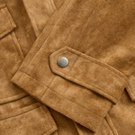 Men's Vintage Suede Fleece Collar Patchwork Multi-Pocket Zipper Coat