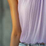 Vintage Pleated Halter Neck Chiffon Blouse